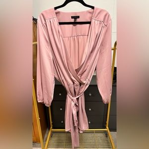 Lane Bryant silk blush pink wrap top. Sz 26/28